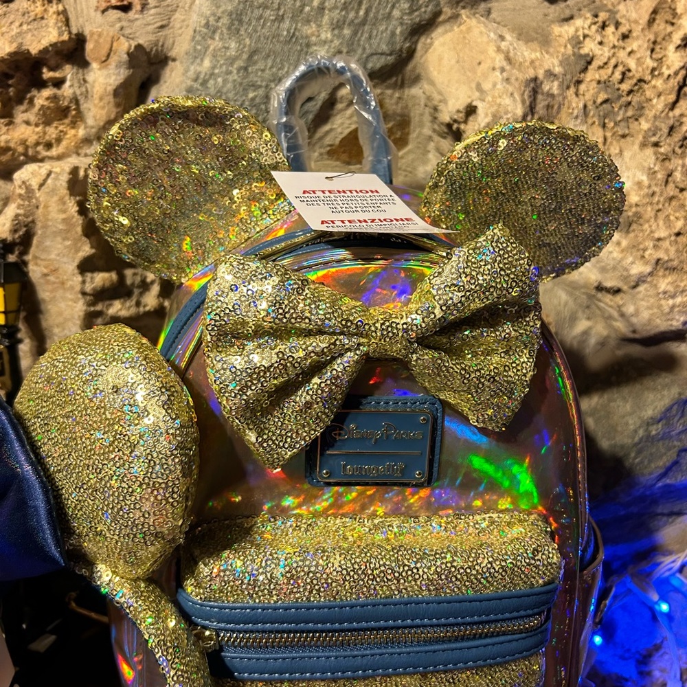 Disney 50th Anniversary Gold & Blue Sequin Loungefly Bag - Picture 11 of 13